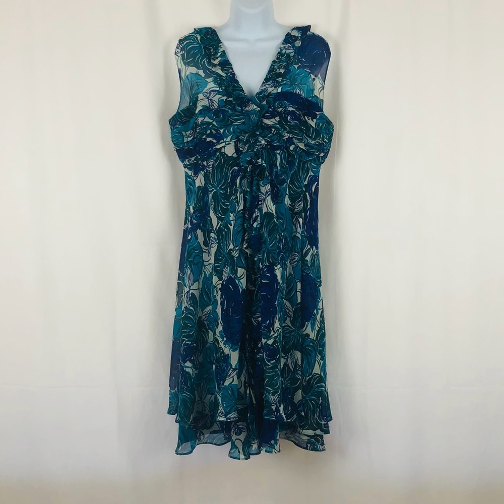 Donna Ricco Silk floral sheer overlay dress 14